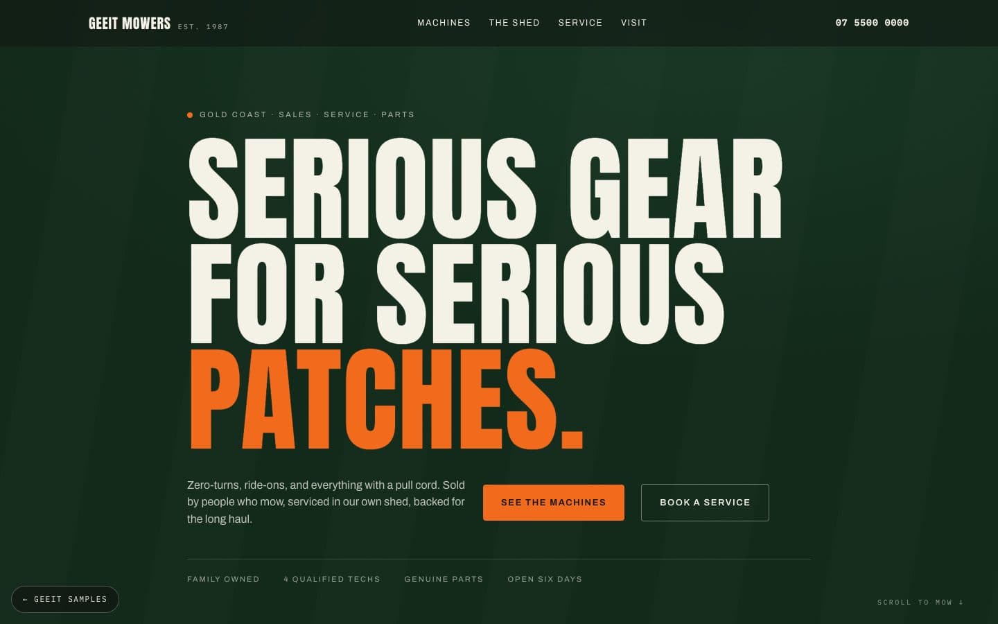 GeeIT Mowers sample homepage