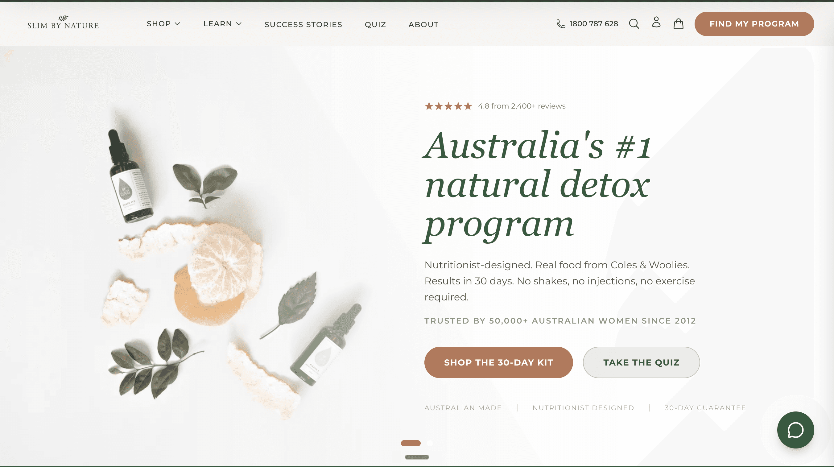 Slim By Nature homepage hero